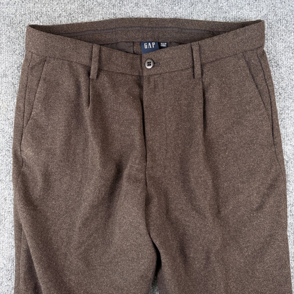 Gap Wool Blend Pleated Pants Mens 32x32 Brown Chino Dress Trouser